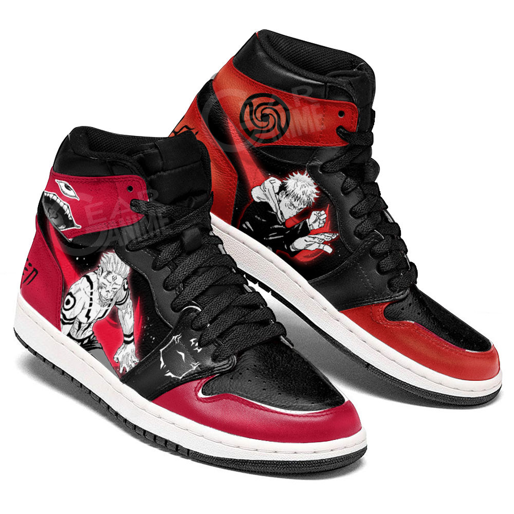 Yuji and Sukuna JD1s Sneakers Jujutsu Kaisen Anime Shoes, Air Jordan Hightop