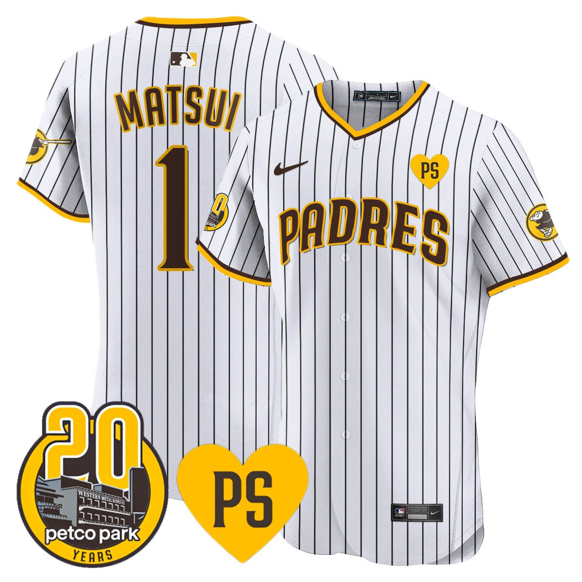 Yuki Matsui Men's San Diego Padres "For Peter" & Petco Park 20th Patch Vapor Premier Elite White Jersey - All Stitched