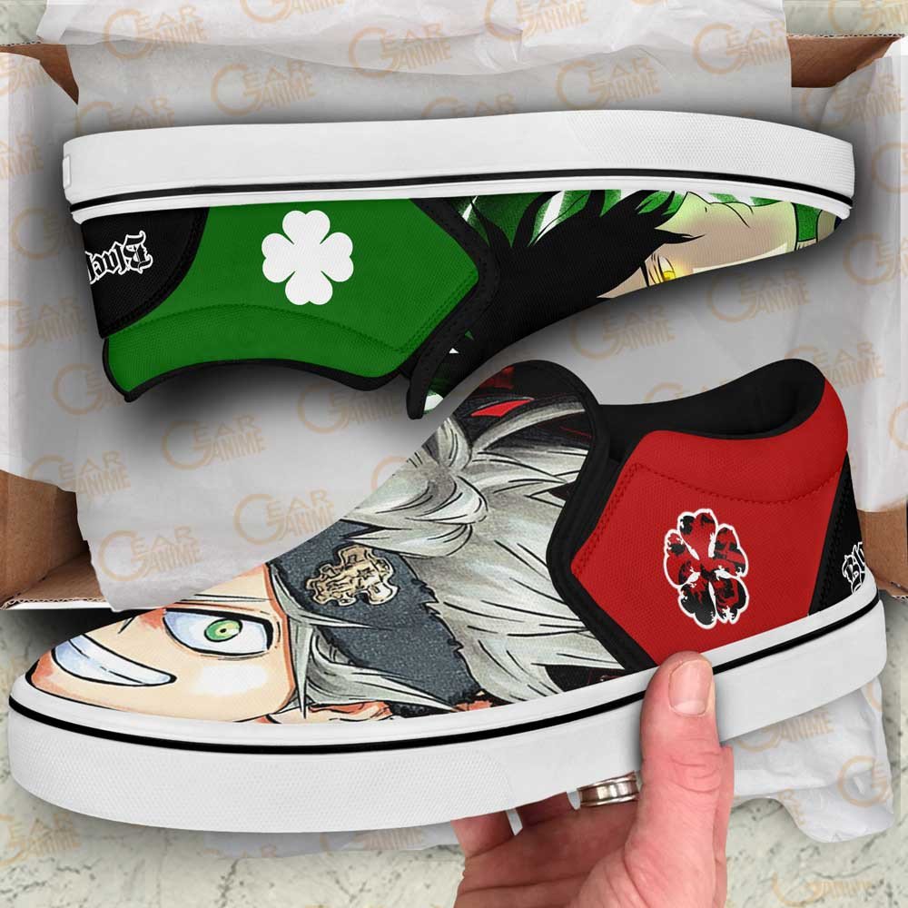 Yuno and Asta Slip-On Shoes Canvas Custom Anime Black Clover Shoes