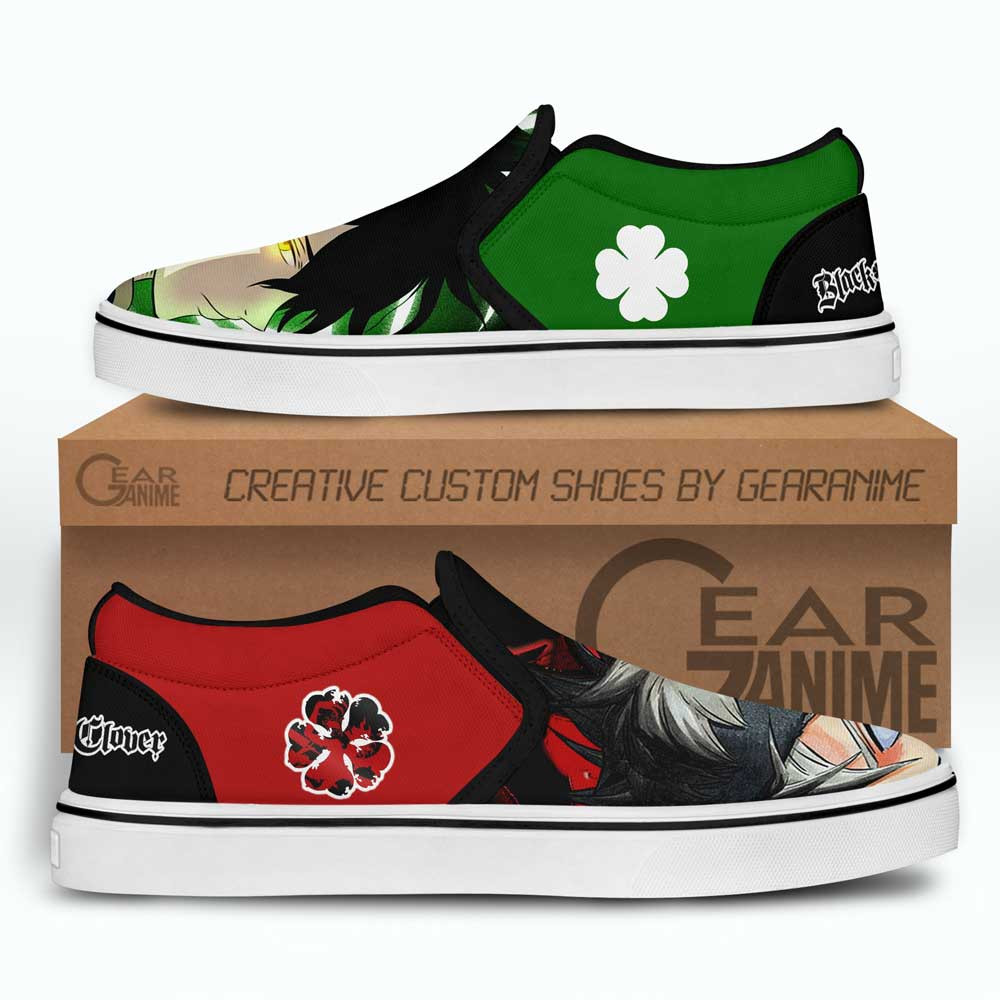 Yuno and Asta Slip-On Shoes Canvas Custom Anime Black Clover Shoes
