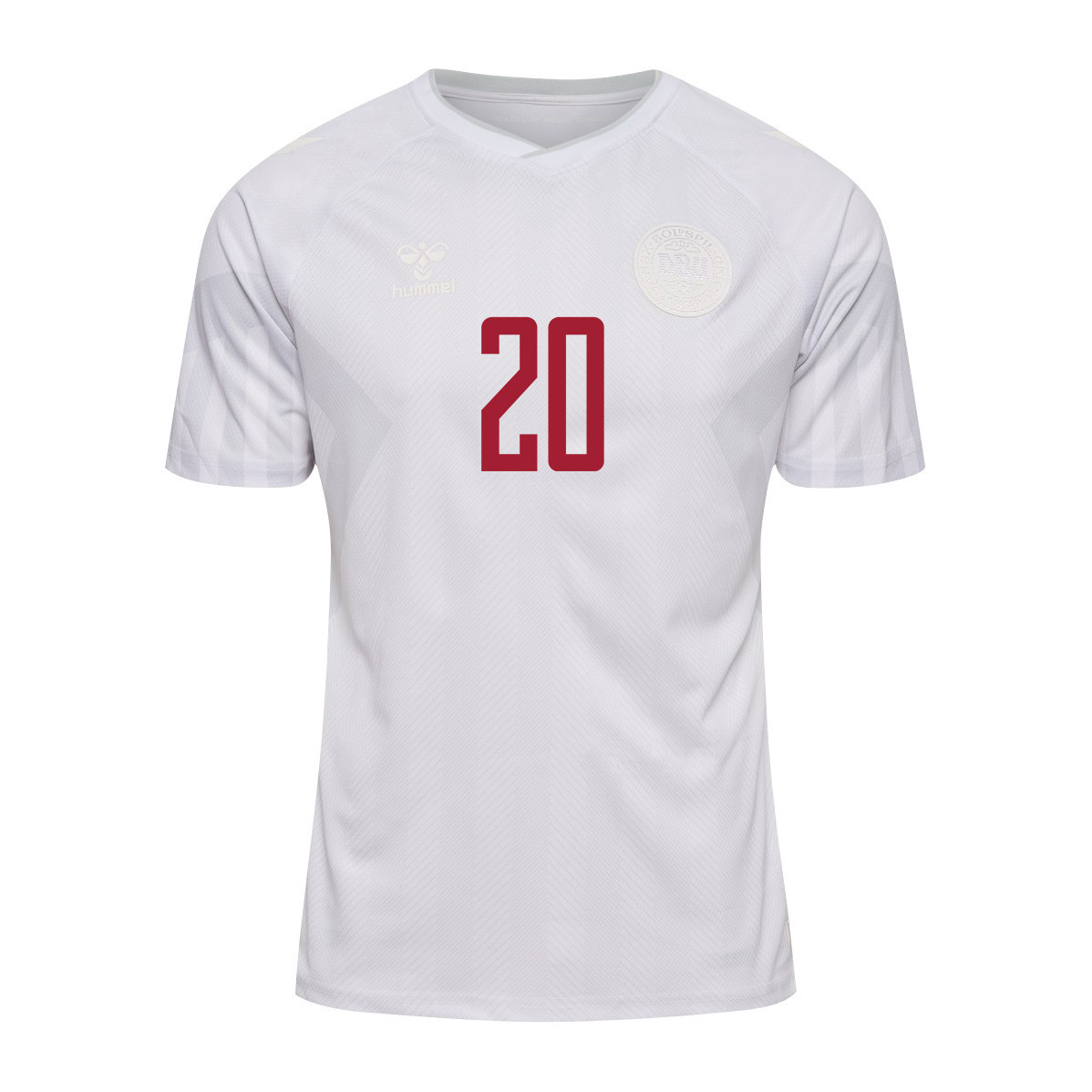 Yussuf Yurary Poulsen 20 Denmark National Team FIFA World Cup Qatar 2022 Patch Away Jersey, Men Yussuf Yurary Poulsen 20 Denmark National Team FIFA World Cup Qatar 2022 Patch Away Jersey, Men