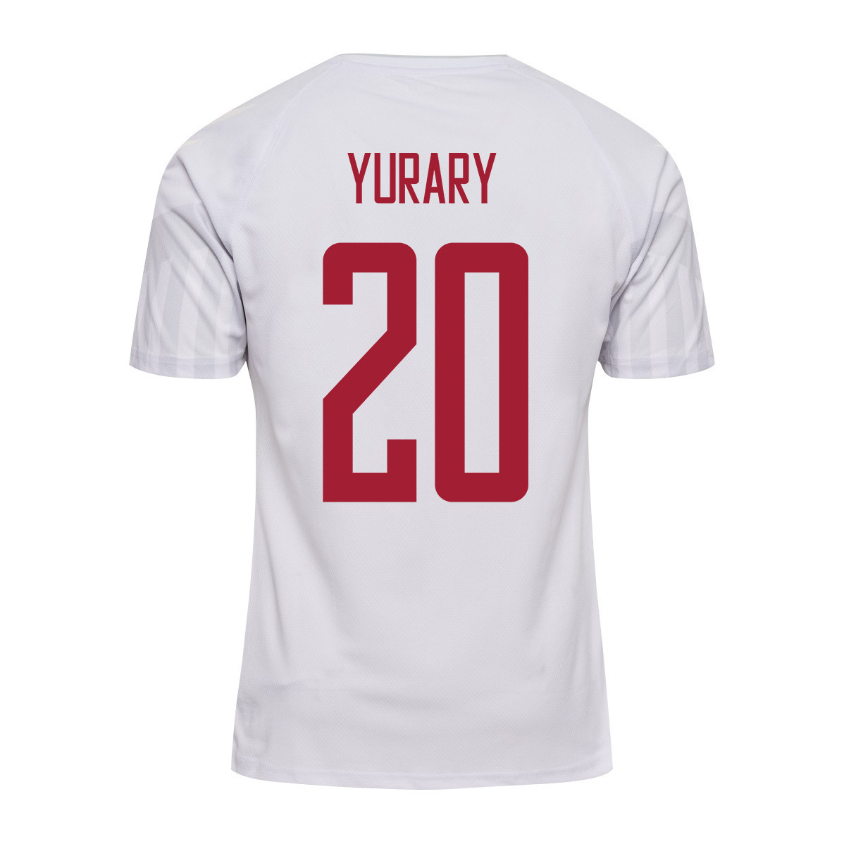 Yussuf Yurary Poulsen 20 Denmark National Team FIFA World Cup Qatar 2022 Patch Away Jersey, Men Yussuf Yurary Poulsen 20 Denmark National Team FIFA World Cup Qatar 2022 Patch Away Jersey, Men