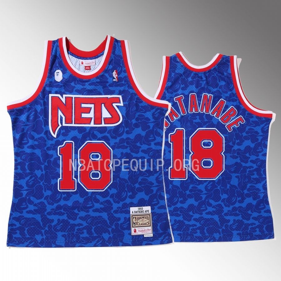 Yuta Watanabe 2022 BAPE Brooklyn Nets Jersey Camo Tanktop Royal Men's jersey