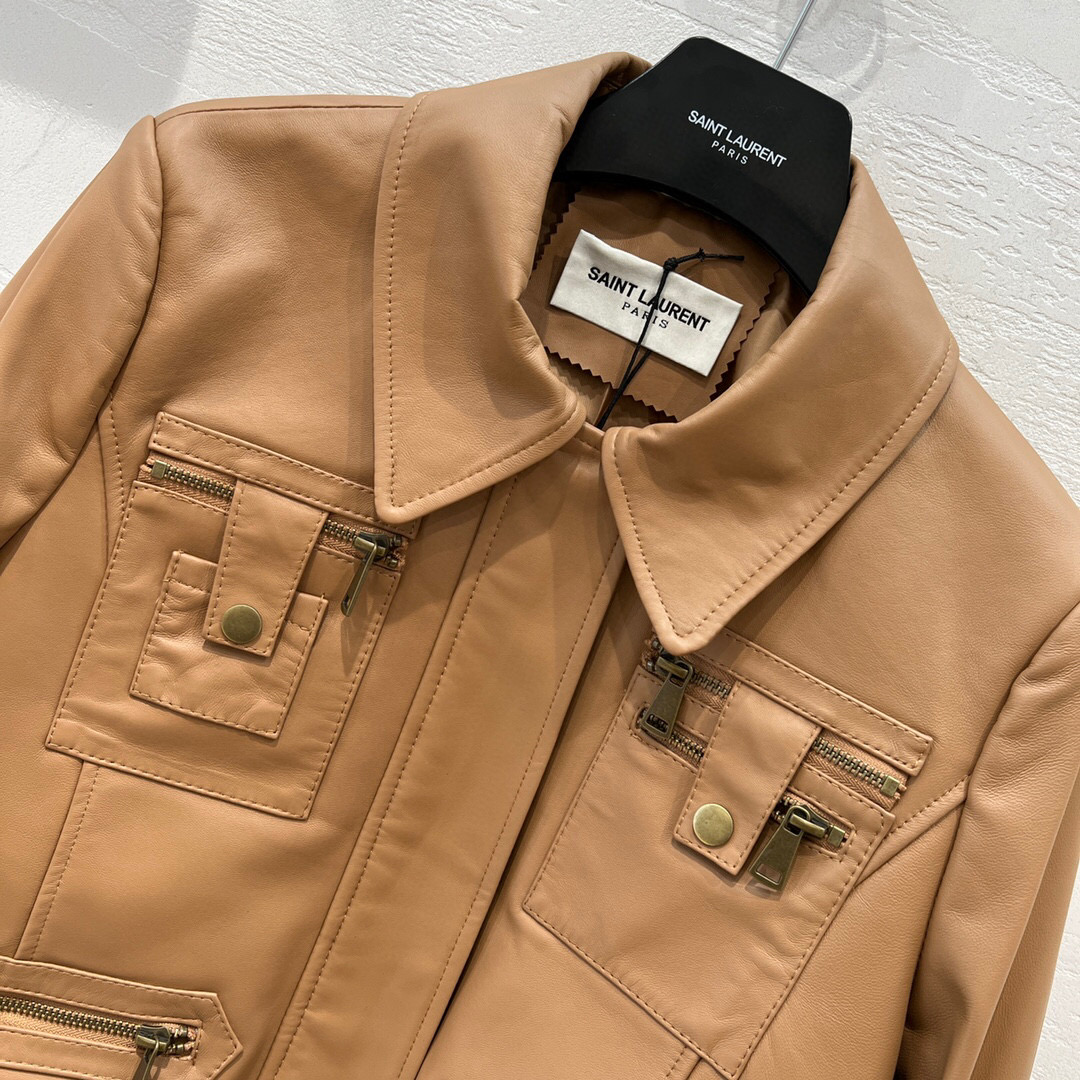 Yves Saint Laurent Biker Jacket Brown For Women Yves Saint Laurent Biker Jacket Brown For Women