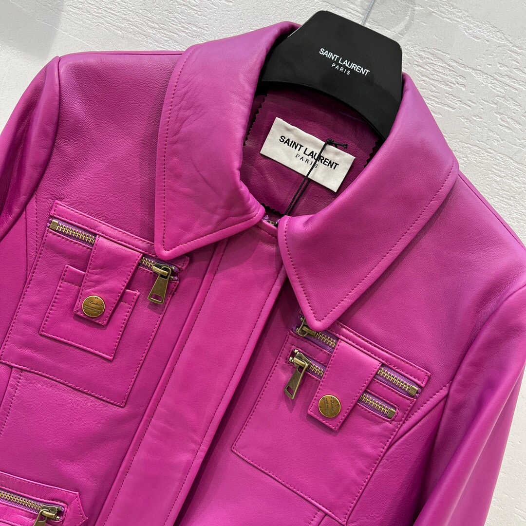 Yves Saint Laurent Biker Jacket Purple For Women Yves Saint Laurent Biker Jacket Purple For Women