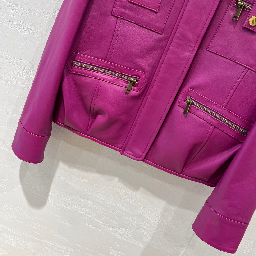 Yves Saint Laurent Biker Jacket Purple For Women Yves Saint Laurent Biker Jacket Purple For Women