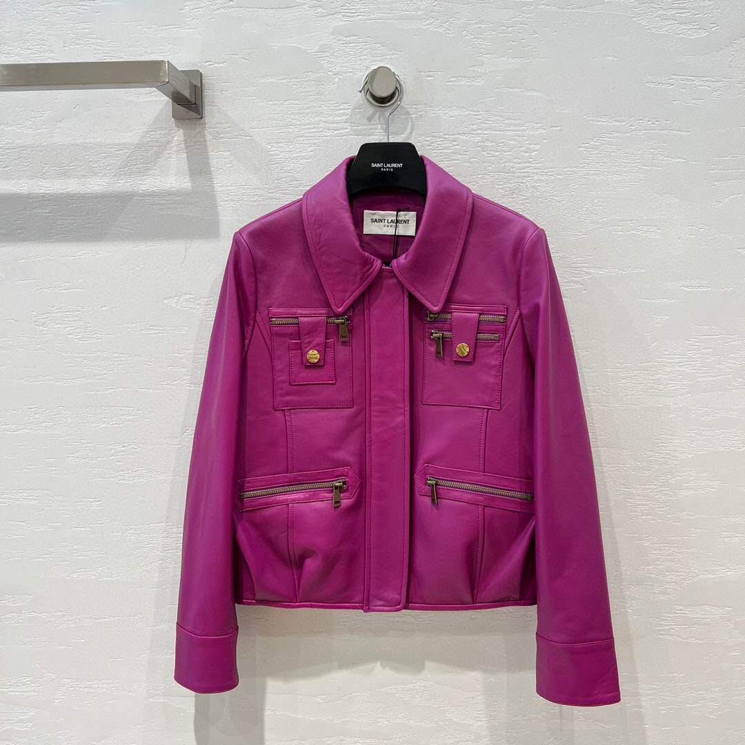 Yves Saint Laurent Biker Jacket Purple For Women Yves Saint Laurent Biker Jacket Purple For Women