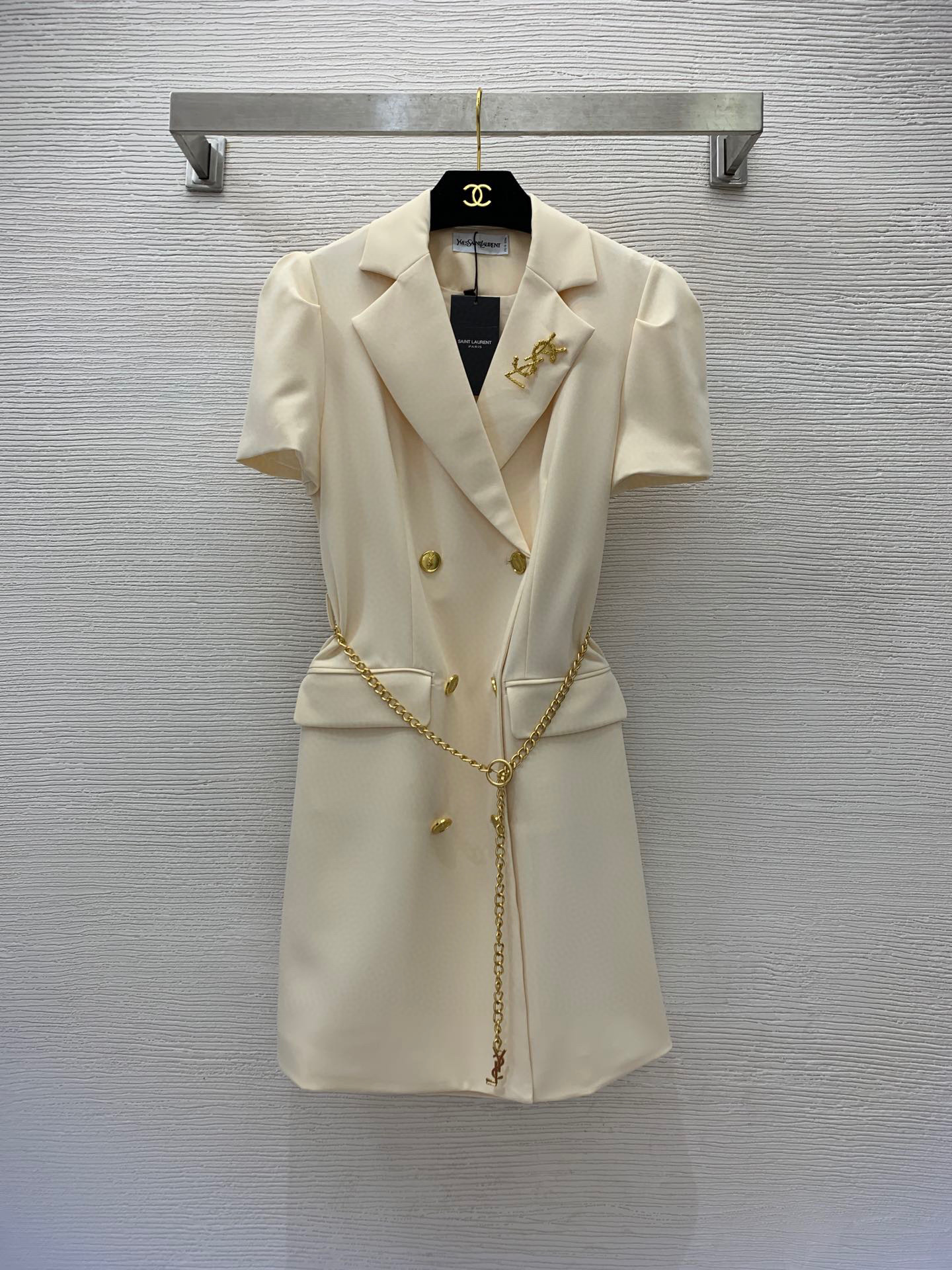 Yves Saint Laurent Double Breasted Dress White For Women Yves Saint Laurent Double Breasted Dress White For Women