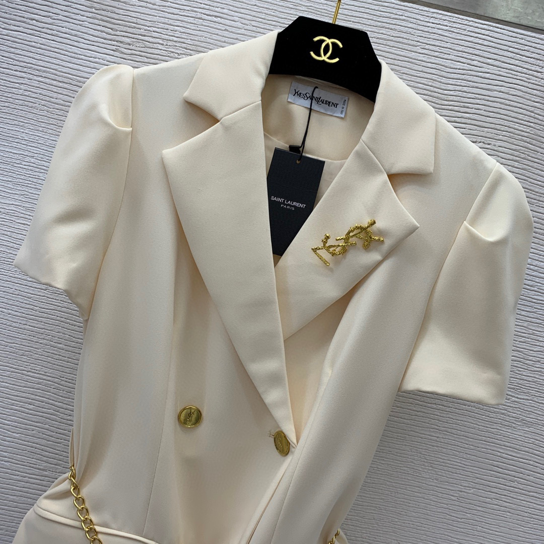 Yves Saint Laurent Double Breasted Dress White For Women Yves Saint Laurent Double Breasted Dress White For Women