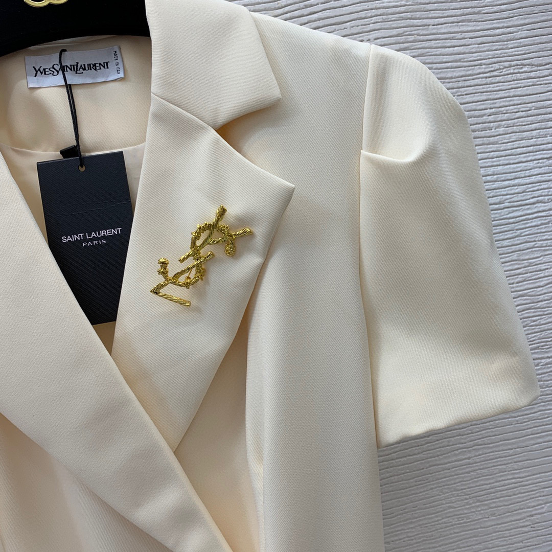 Yves Saint Laurent Double Breasted Dress White For Women Yves Saint Laurent Double Breasted Dress White For Women