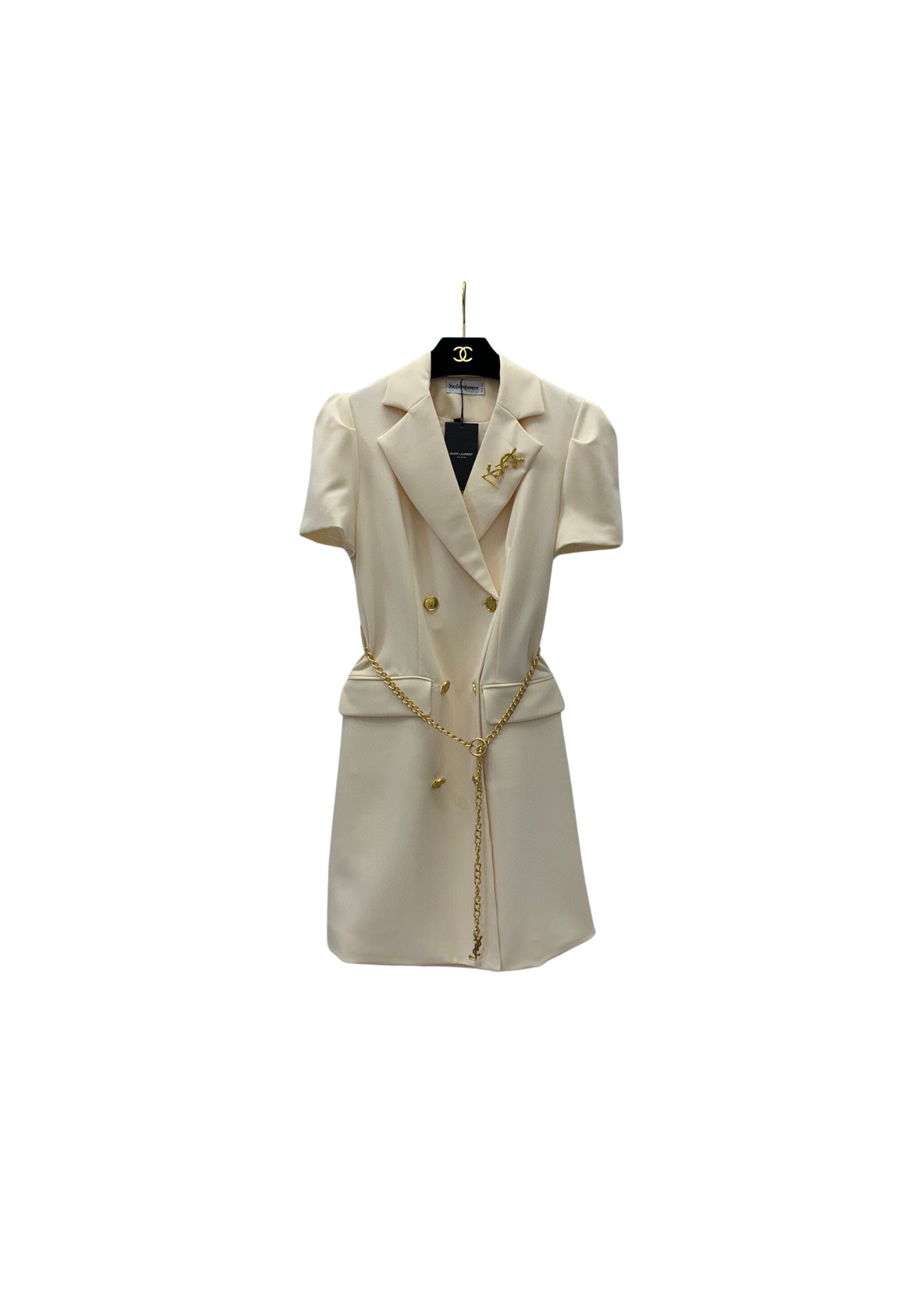 Yves Saint Laurent Double Breasted Dress White For Women Yves Saint Laurent Double Breasted Dress White For Women