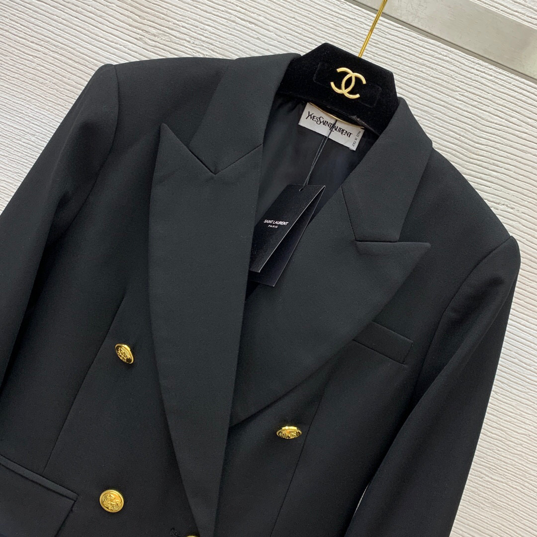 Yves Saint Laurent Double Breasted Jacket Black For Women Yves Saint Laurent Double Breasted Jacket Black For Women