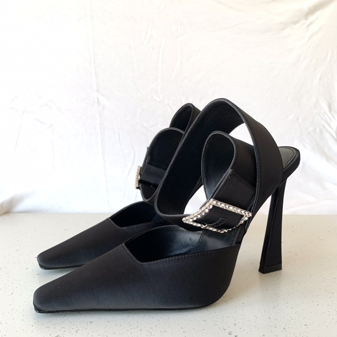 Yves Saint Laurent Fanny Slingback Pumps In Crepe Satin Black For Women 7176081UU001000