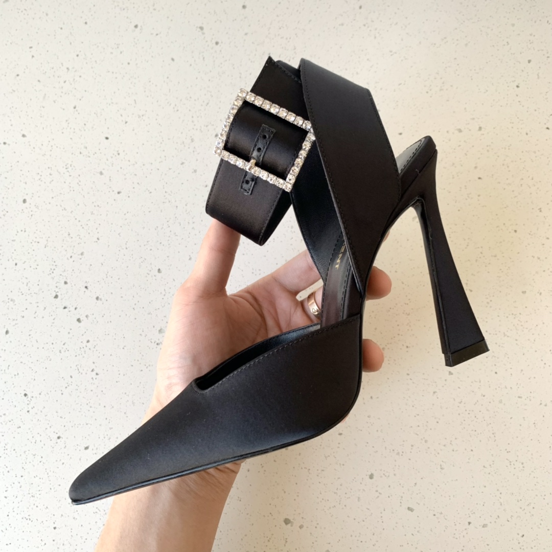 Yves Saint Laurent Fanny Slingback Pumps In Crepe Satin Black For Women 7176081UU001000