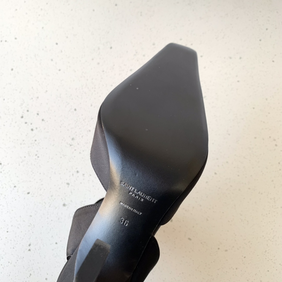 Yves Saint Laurent Fanny Slingback Pumps In Crepe Satin Black For Women 7176081UU001000