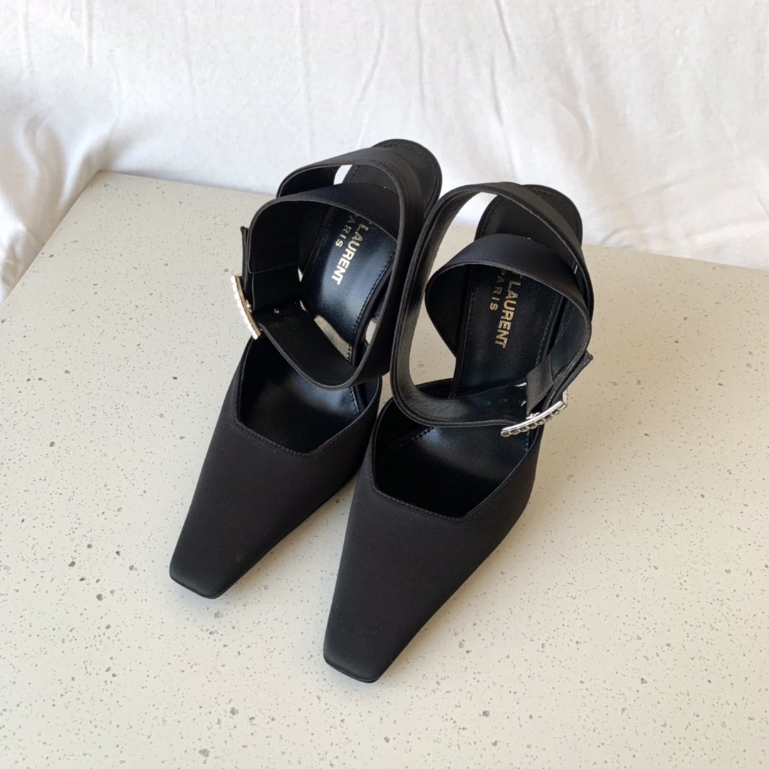 Yves Saint Laurent Fanny Slingback Pumps In Crepe Satin Black For Women 7176081UU001000