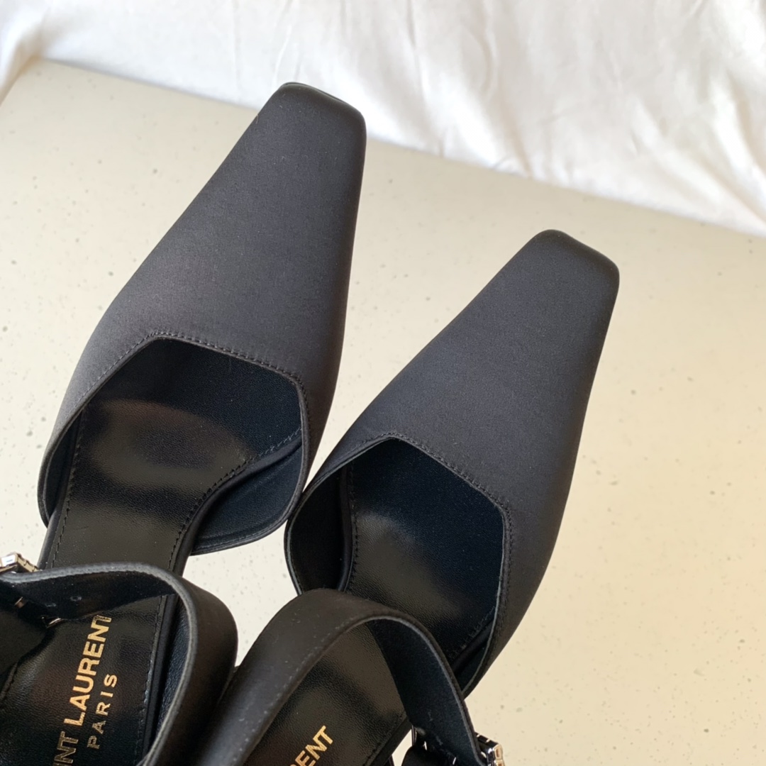 Yves Saint Laurent Fanny Slingback Pumps In Crepe Satin Black For Women 7176081UU001000