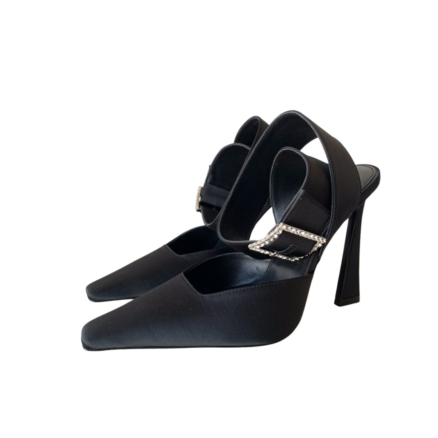 Yves Saint Laurent Fanny Slingback Pumps In Crepe Satin Black For Women 7176081UU001000