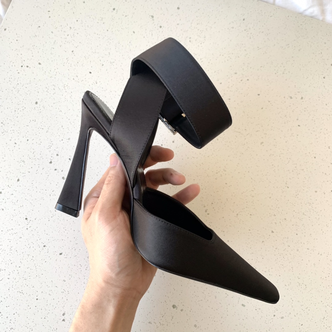 Yves Saint Laurent Fanny Slingback Pumps In Crepe Satin Black For Women 7176081UU001000