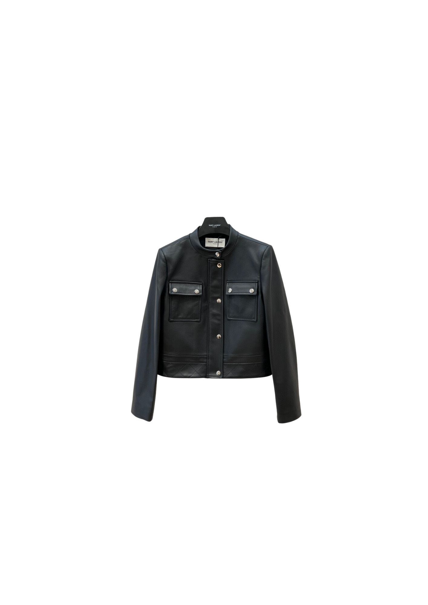 Yves Saint Laurent Grandad Collar Jacket Black For Women Yves Saint Laurent Grandad Collar Jacket Black For Women