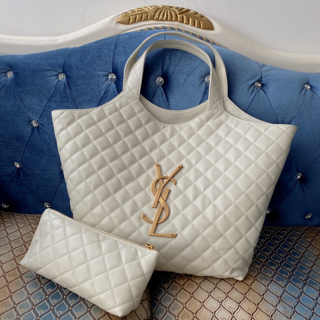 Yves Saint Laurent Icare Maxi Shopping Bag White For Women 16.9in/43cm YSL