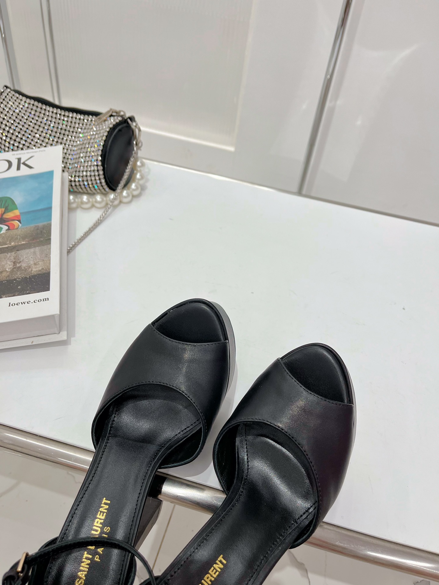 Yves Saint Laurent Jodie Platform Sandals In Smooth Black For Women 716402GVOAB1000