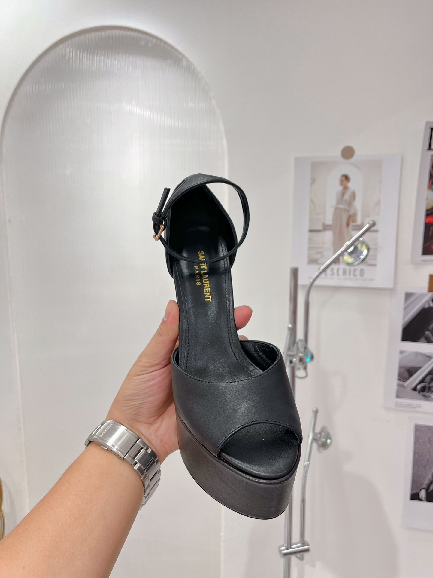 Yves Saint Laurent Jodie Platform Sandals In Smooth Black For Women 716402GVOAB1000