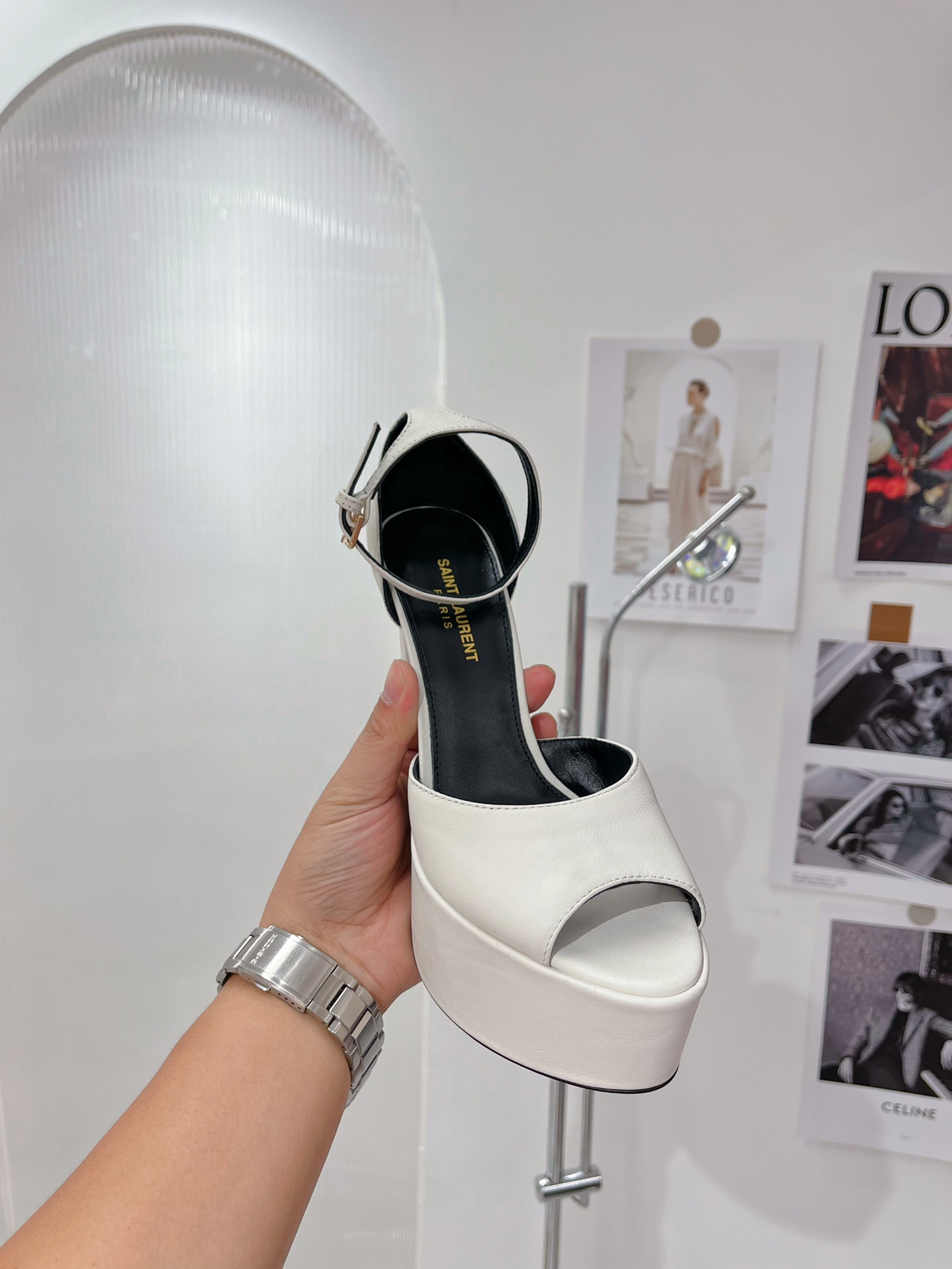 Yves Saint Laurent Jodie Platform Sandals In Smooth White For Women 650258AAAOE1906