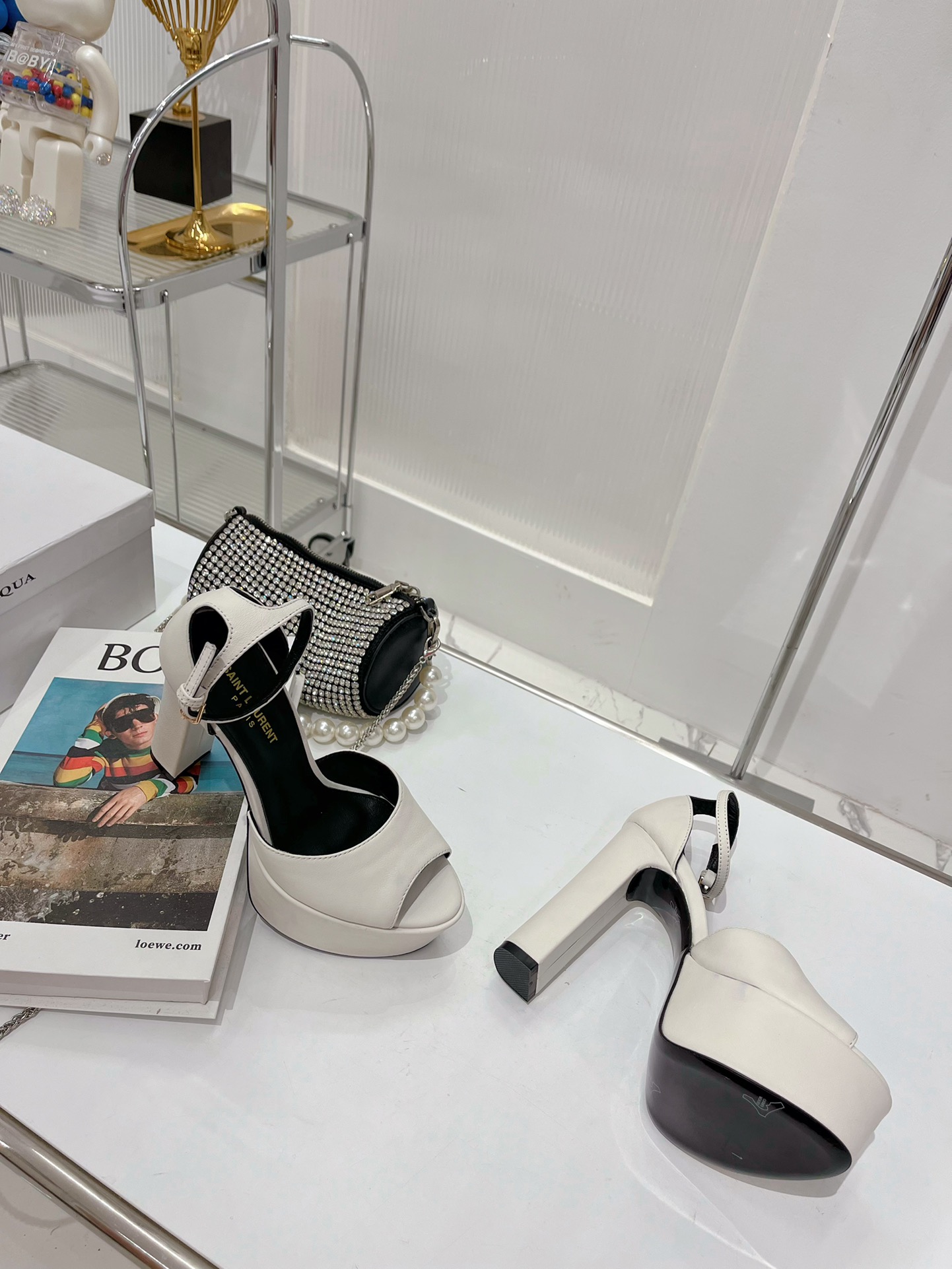 Yves Saint Laurent Jodie Platform Sandals In Smooth White For Women 650258AAAOE1906