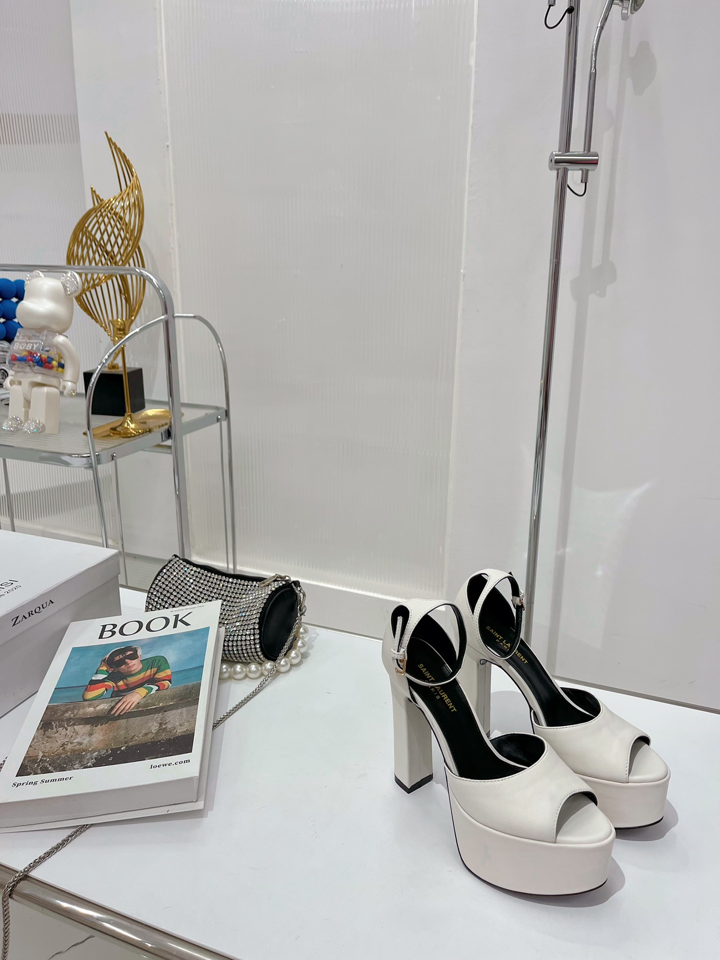 Yves Saint Laurent Jodie Platform Sandals In Smooth White For Women 650258AAAOE1906