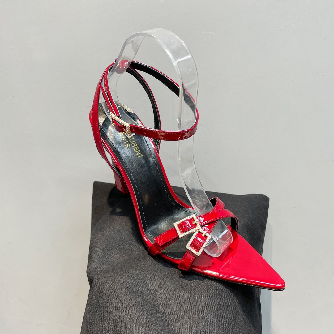 Yves Saint Laurent Lila Sandals In Patent Red For Women