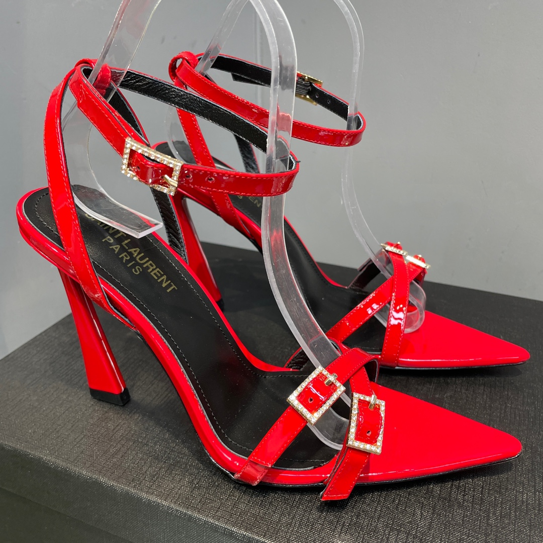 Yves Saint Laurent Lila Sandals In Patent Red For Women