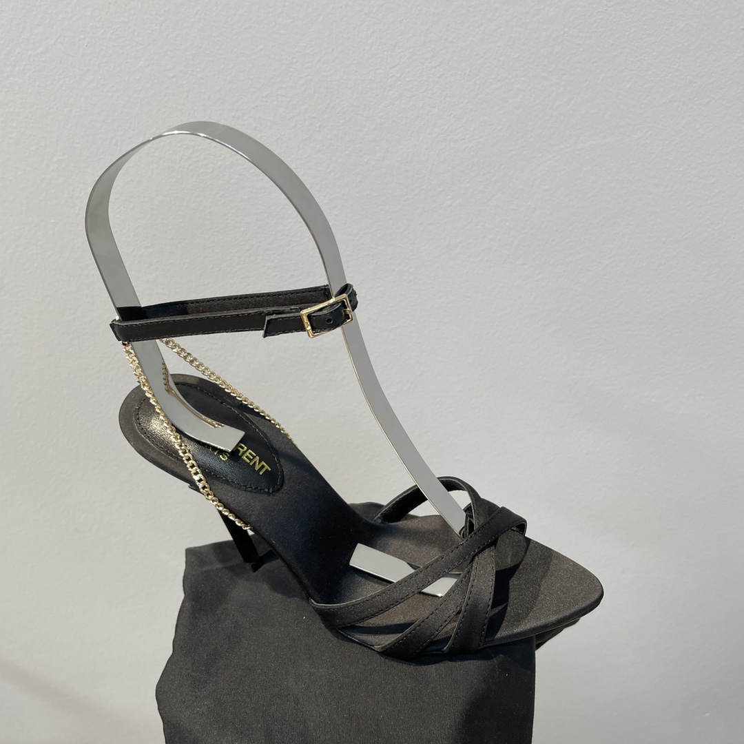 Yves Saint Laurent Melody Sandals In Crepe Satin Black For Women 7315611UUKK1000