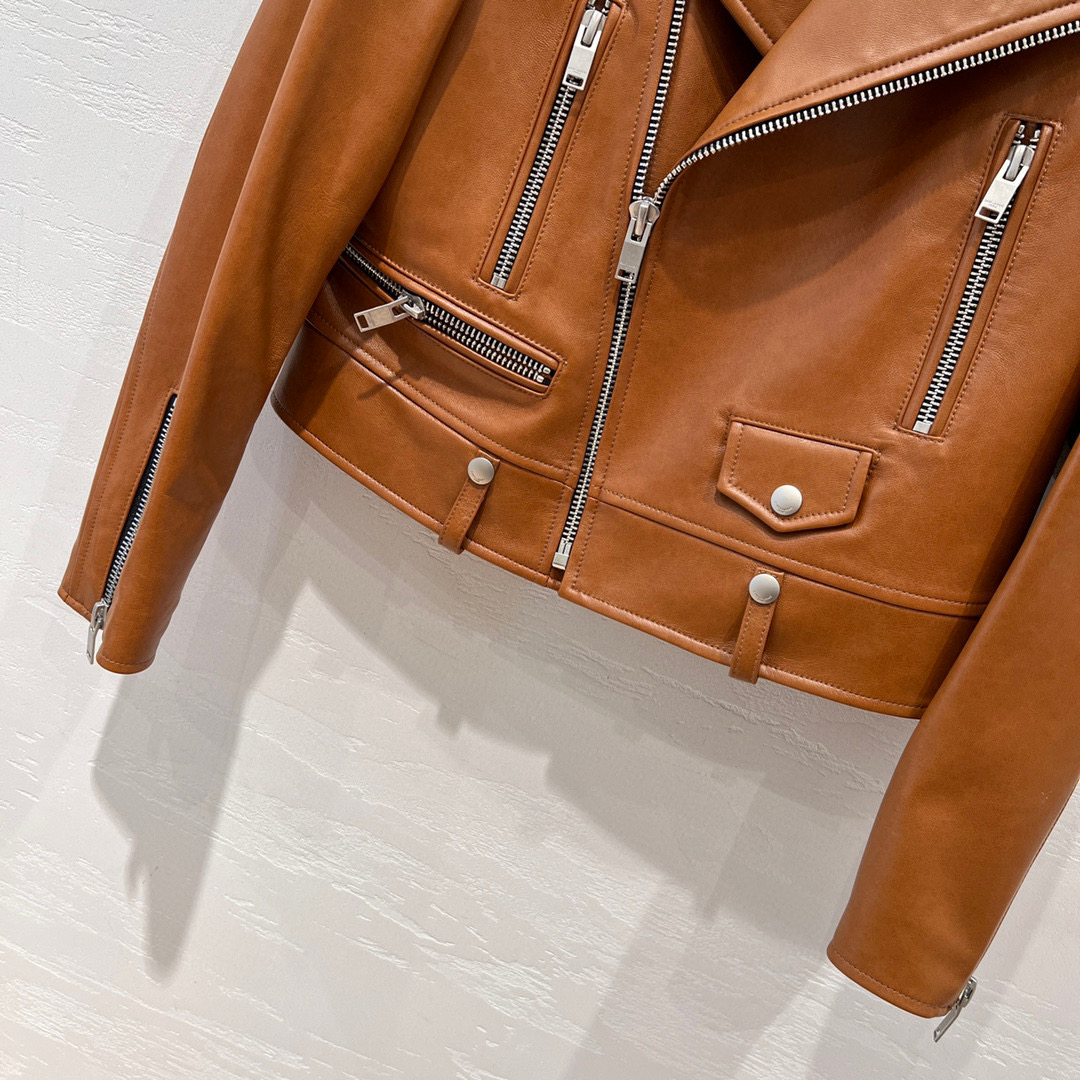 Yves Saint Laurent Motorcycle Jacket Brown For Women Yves Saint Laurent Motorcycle Jacket Brown For Women