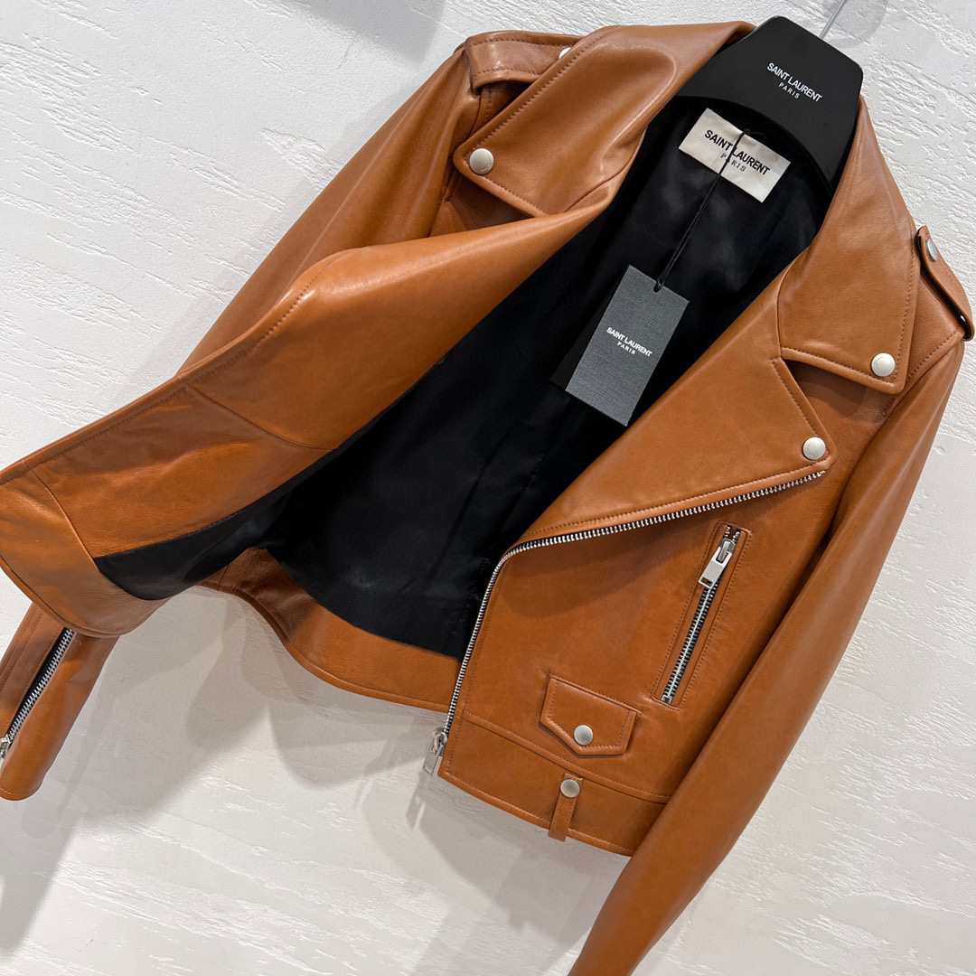Yves Saint Laurent Motorcycle Jacket Brown For Women Yves Saint Laurent Motorcycle Jacket Brown For Women