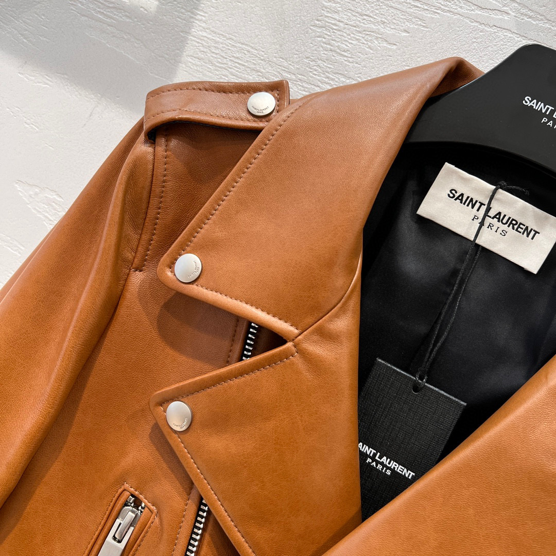Yves Saint Laurent Motorcycle Jacket Brown For Women Yves Saint Laurent Motorcycle Jacket Brown For Women