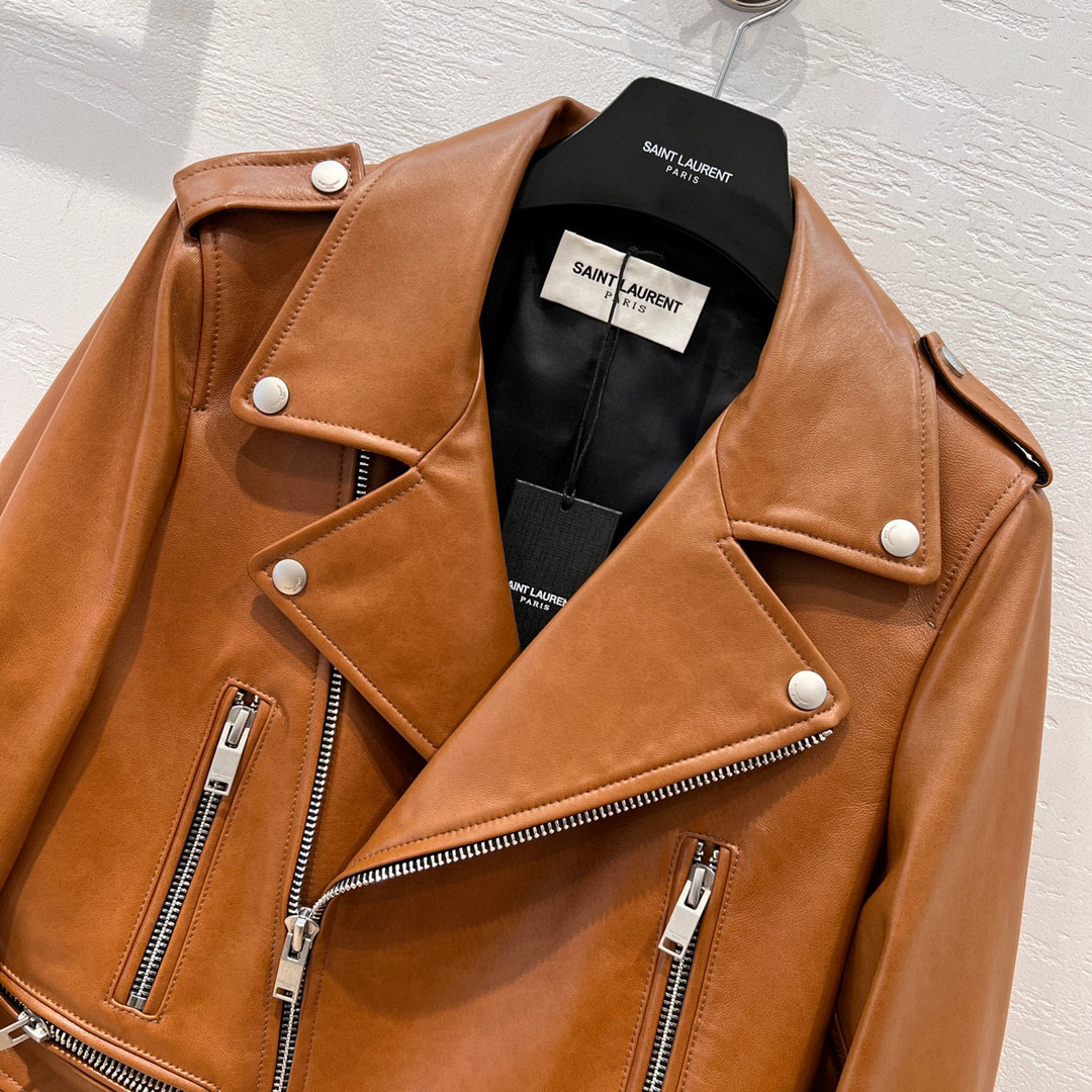 Yves Saint Laurent Motorcycle Jacket Brown For Women Yves Saint Laurent Motorcycle Jacket Brown For Women