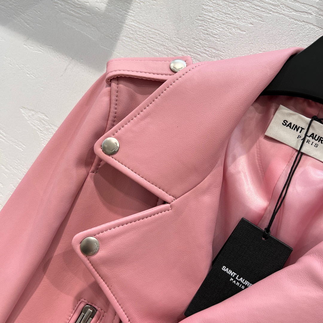 Yves Saint Laurent Motorcycle Jacket Pink For Women Yves Saint Laurent Motorcycle Jacket Pink For Women