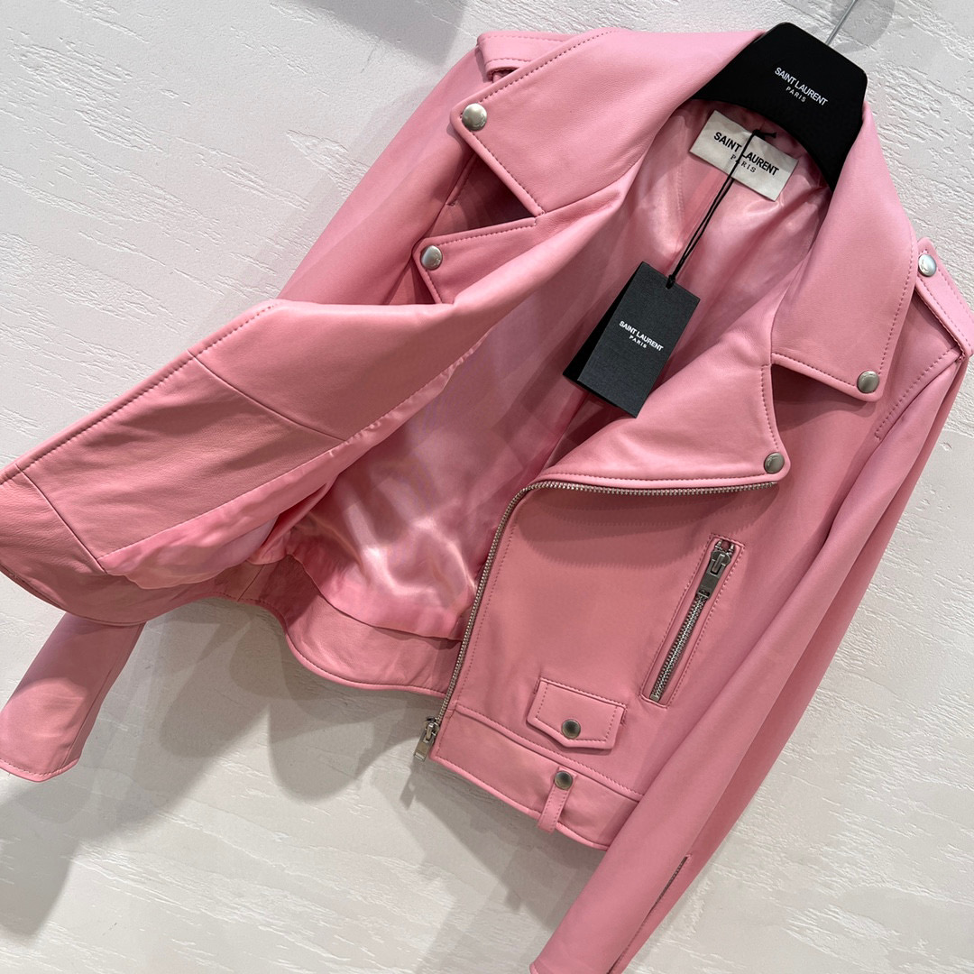 Yves Saint Laurent Motorcycle Jacket Pink For Women Yves Saint Laurent Motorcycle Jacket Pink For Women