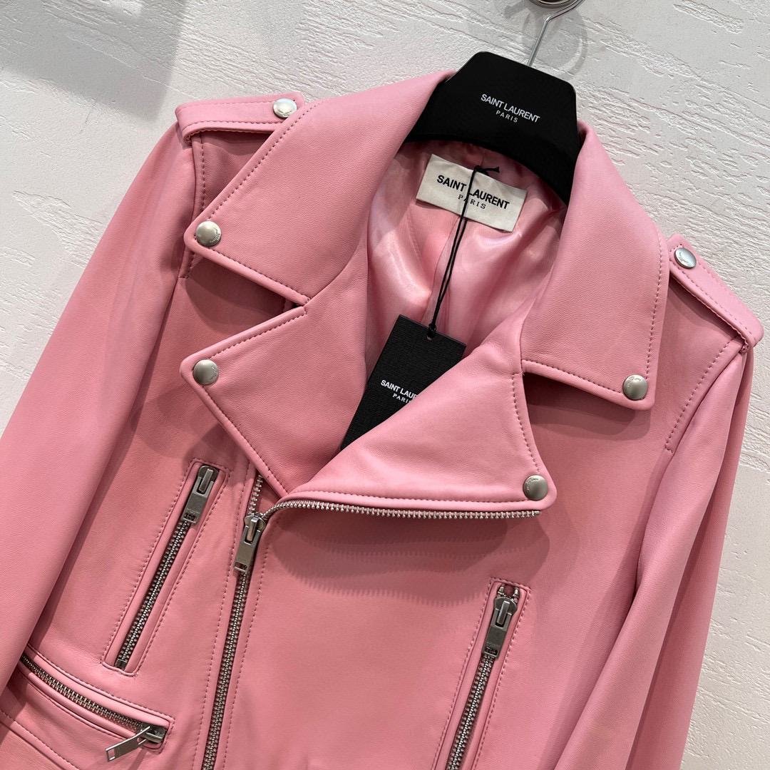 Yves Saint Laurent Motorcycle Jacket Pink For Women Yves Saint Laurent Motorcycle Jacket Pink For Women