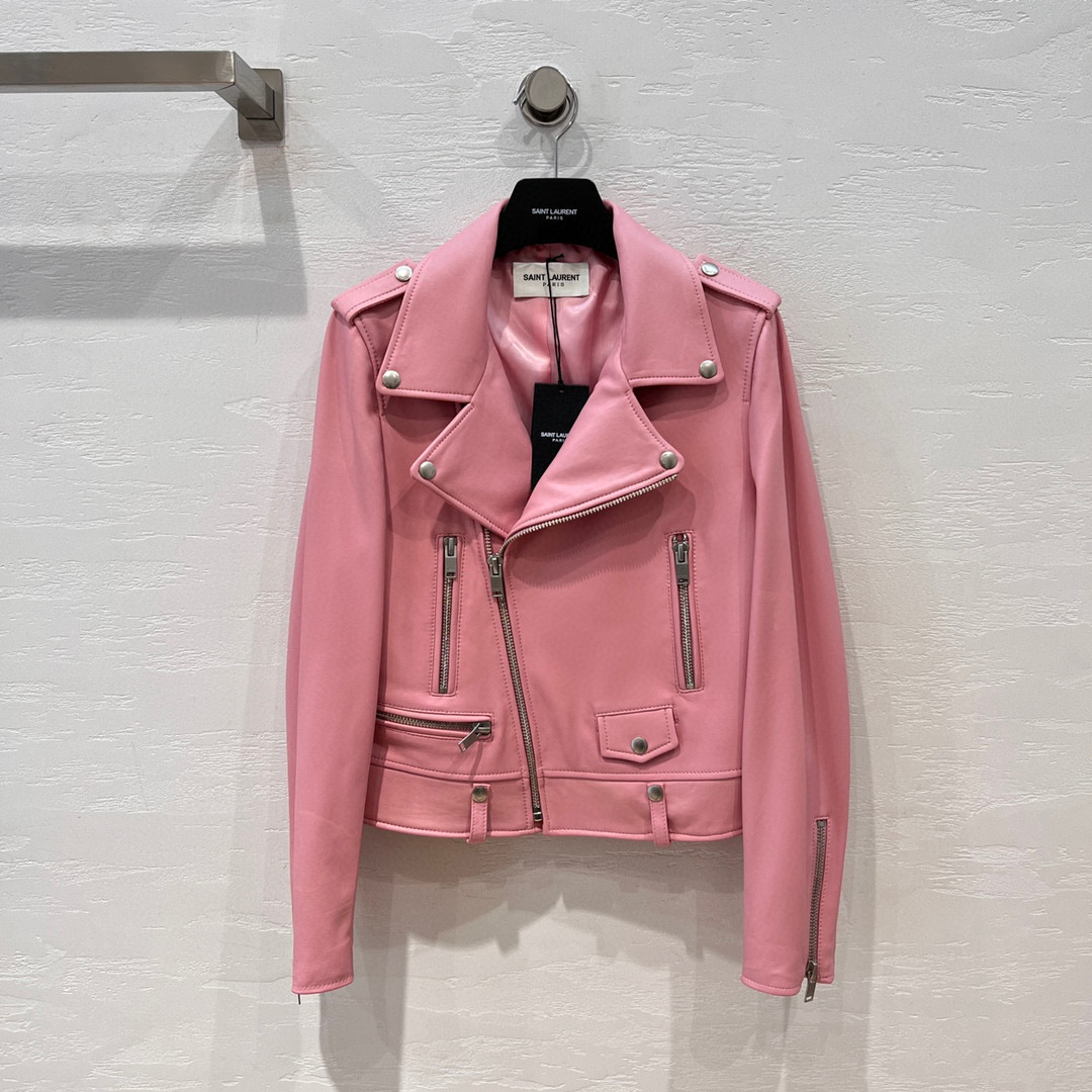 Yves Saint Laurent Motorcycle Jacket Pink For Women Yves Saint Laurent Motorcycle Jacket Pink For Women