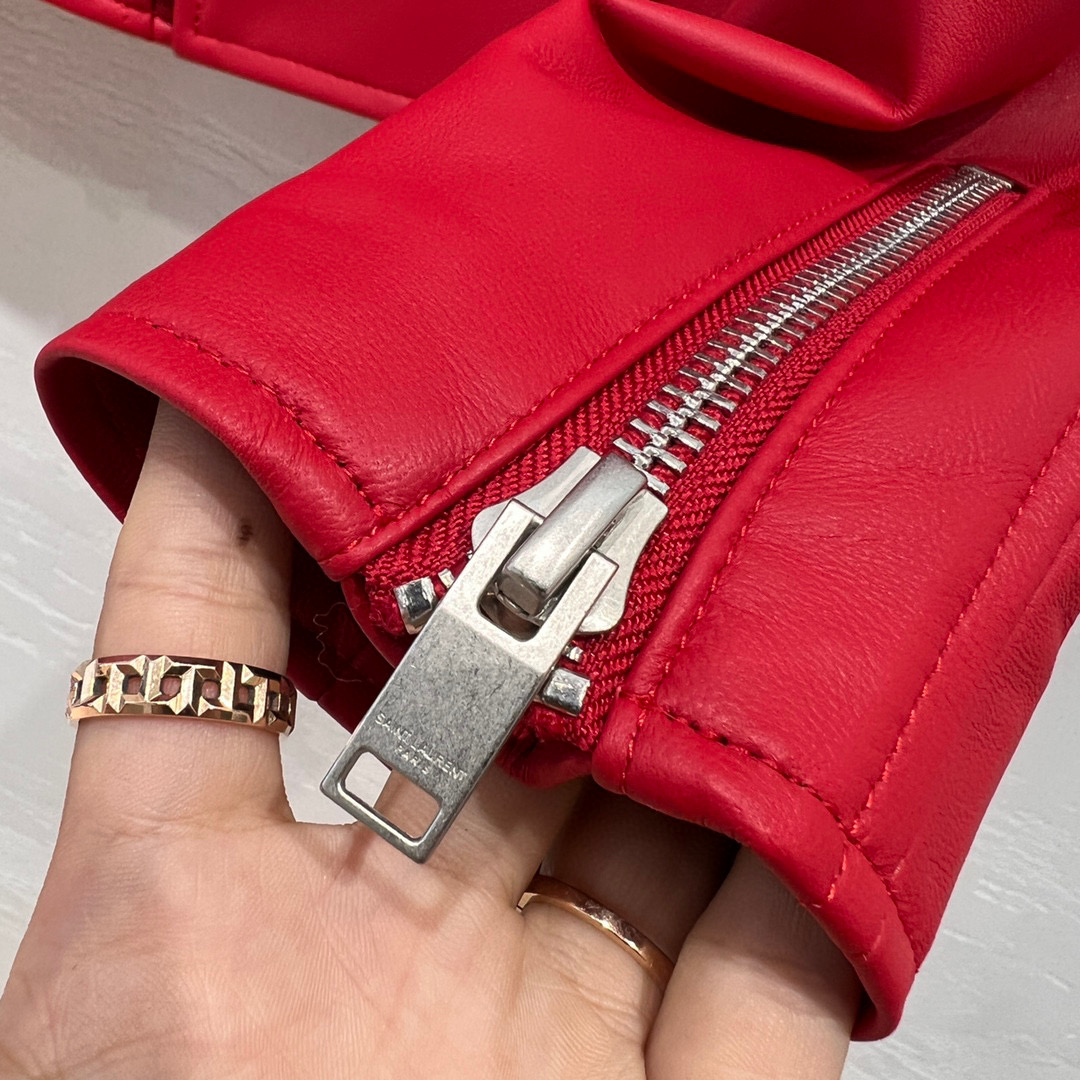Yves Saint Laurent Motorcycle Jacket Red For Women Yves Saint Laurent Motorcycle Jacket Red For Women