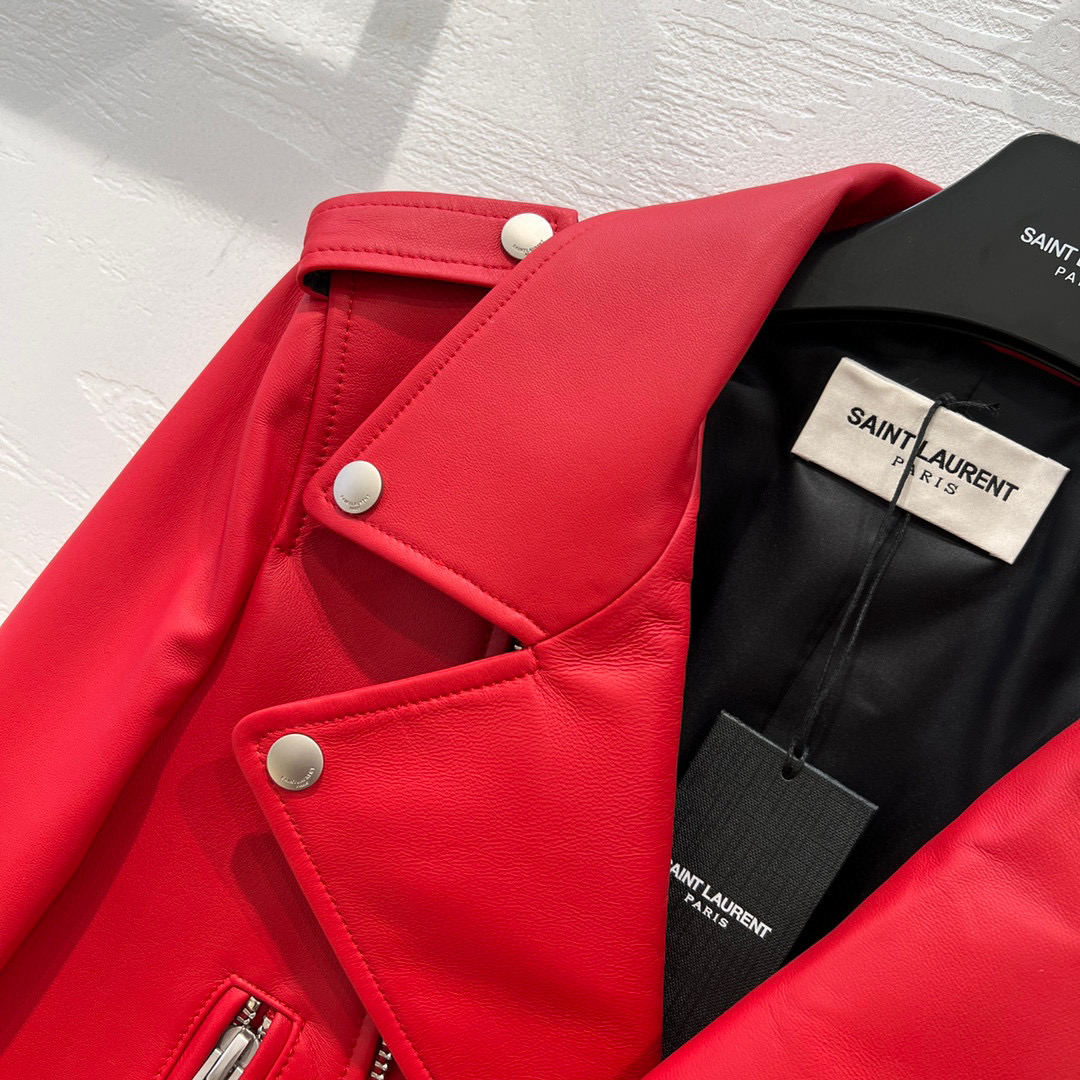 Yves Saint Laurent Motorcycle Jacket Red For Women Yves Saint Laurent Motorcycle Jacket Red For Women