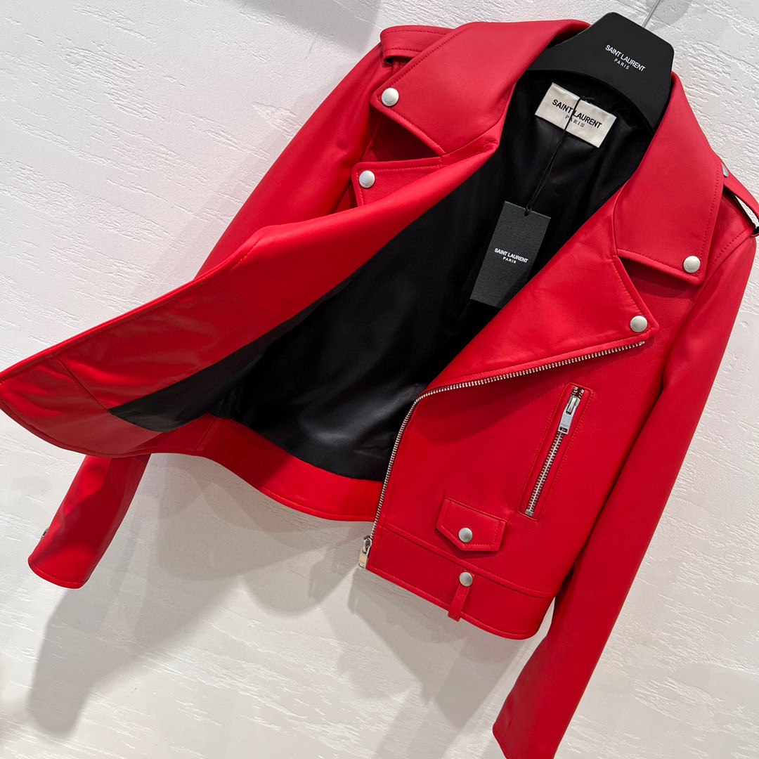 Yves Saint Laurent Motorcycle Jacket Red For Women Yves Saint Laurent Motorcycle Jacket Red For Women