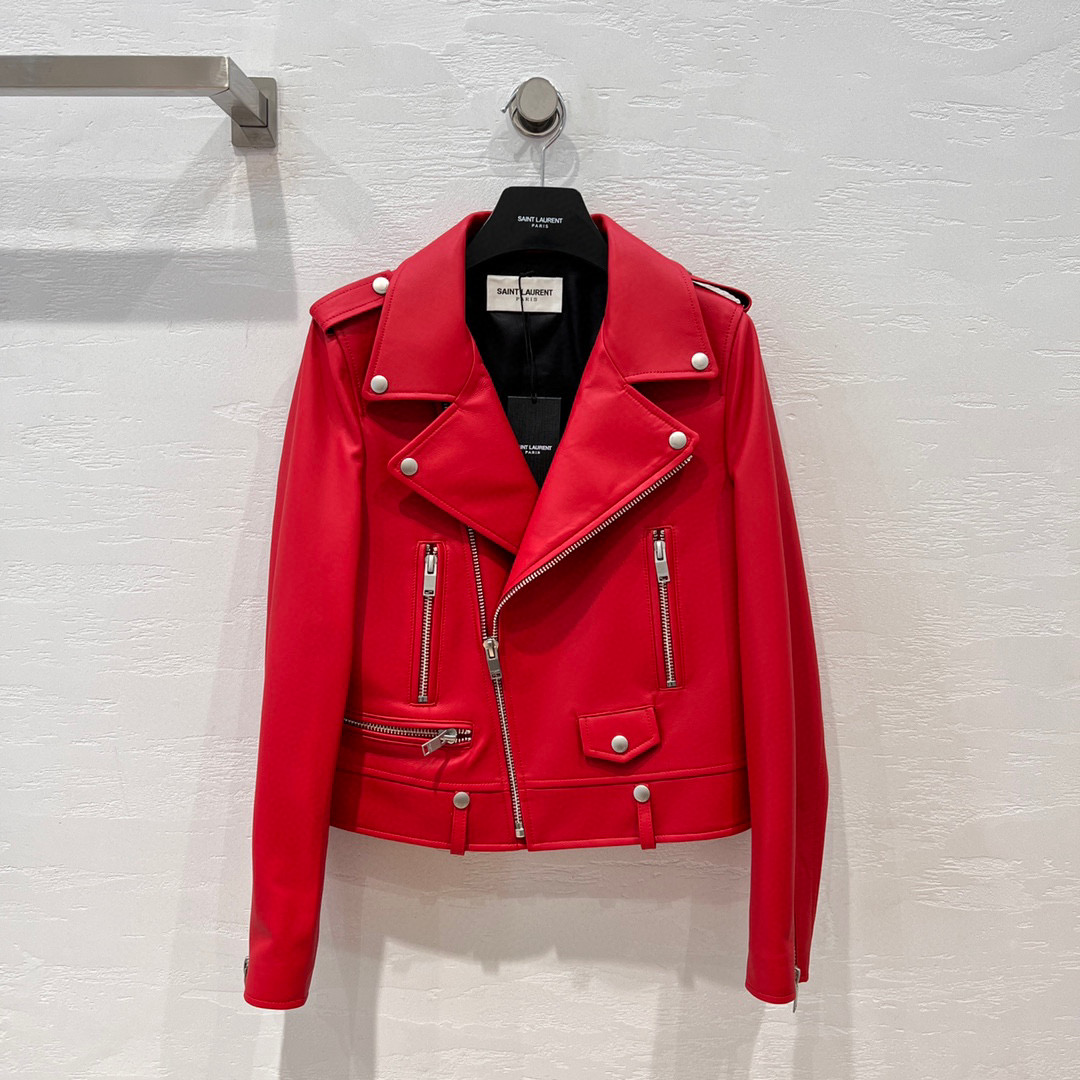 Yves Saint Laurent Motorcycle Jacket Red For Women Yves Saint Laurent Motorcycle Jacket Red For Women
