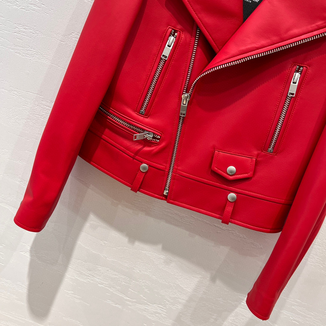 Yves Saint Laurent Motorcycle Jacket Red For Women Yves Saint Laurent Motorcycle Jacket Red For Women