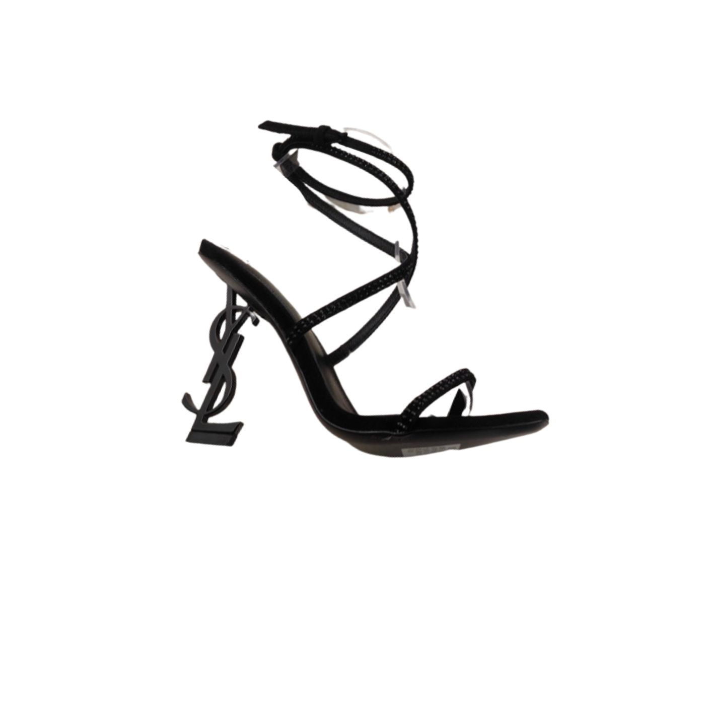 Yves Saint Laurent Opyum Sandals In Crepe Satin And Rhinestones Black For Women 7323391UUAV1012