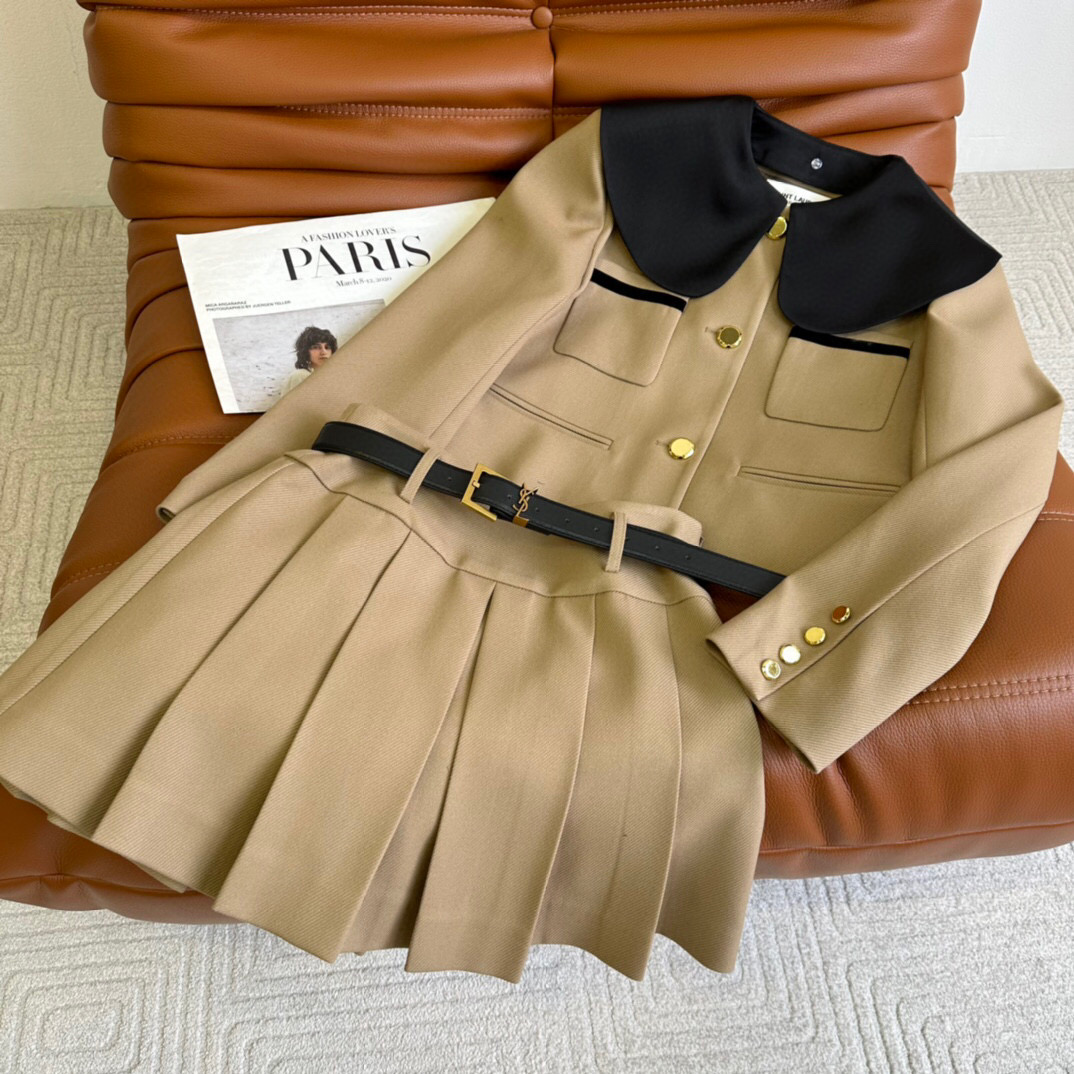 Yves Saint Laurent Set Accordion Pleat Skirt Beige For Women Yves Saint Laurent Set Accordion Pleat Skirt Beige For Women