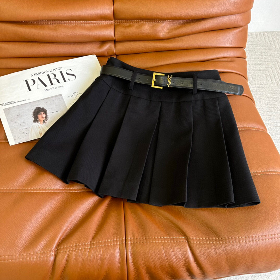 Yves Saint Laurent Set Accordion Pleat Skirt Black For Women Yves Saint Laurent Set Accordion Pleat Skirt Black For Women