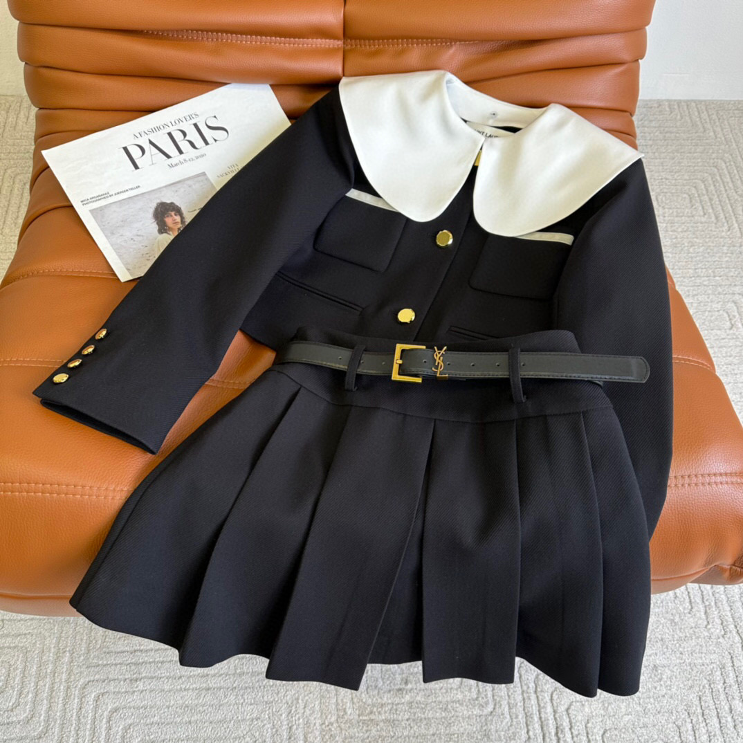 Yves Saint Laurent Set Accordion Pleat Skirt Black For Women Yves Saint Laurent Set Accordion Pleat Skirt Black For Women
